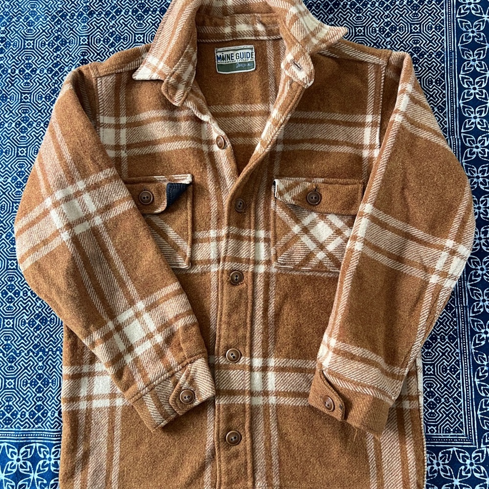 Maine Guide 100% Wool Brown Plaid Jacket Like New Vintage